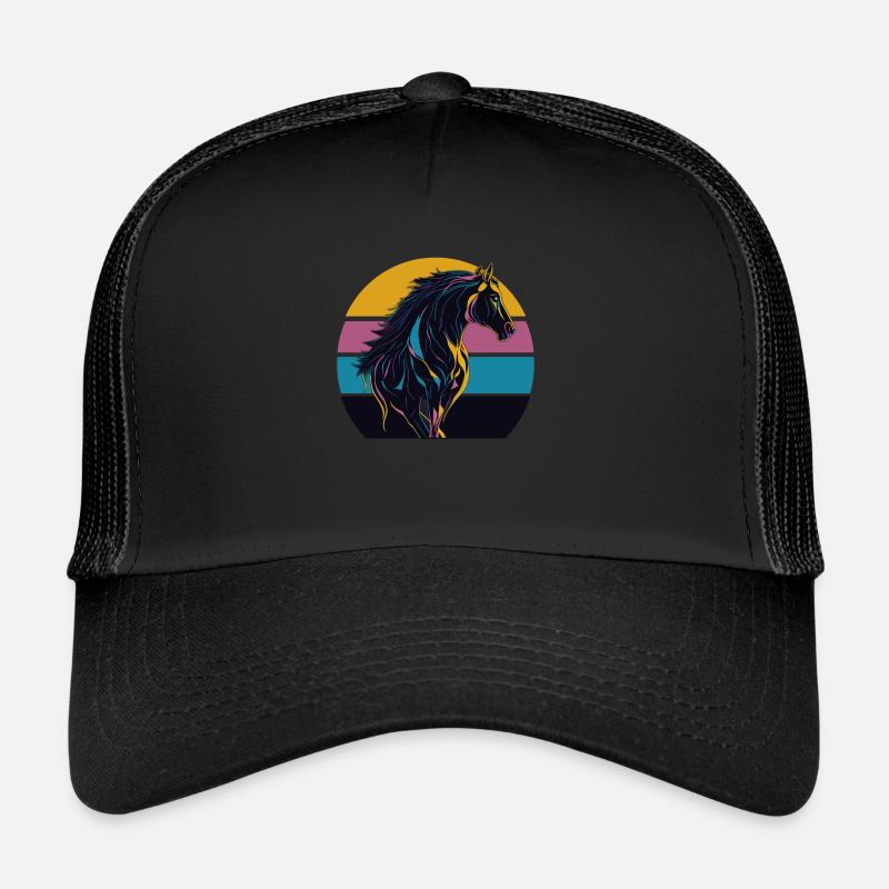 Stallion Horse Sunset - Trucker Cap - black/black