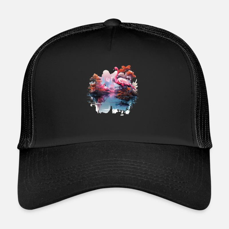 Flamants roses oiseaux nature design Casquette trucker 