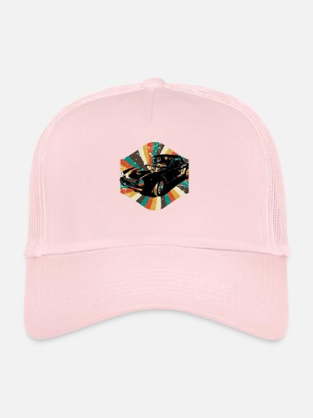 Voiture classique - Casquette trucker  - rose pâle - Devant