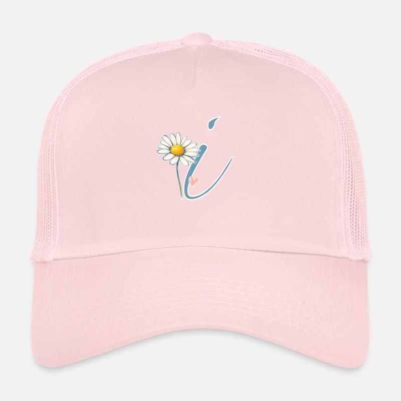 Letter i Daisy Heart Trucker Cap