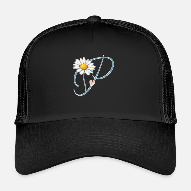 Lettre P Daisy Heart Casquette trucker 