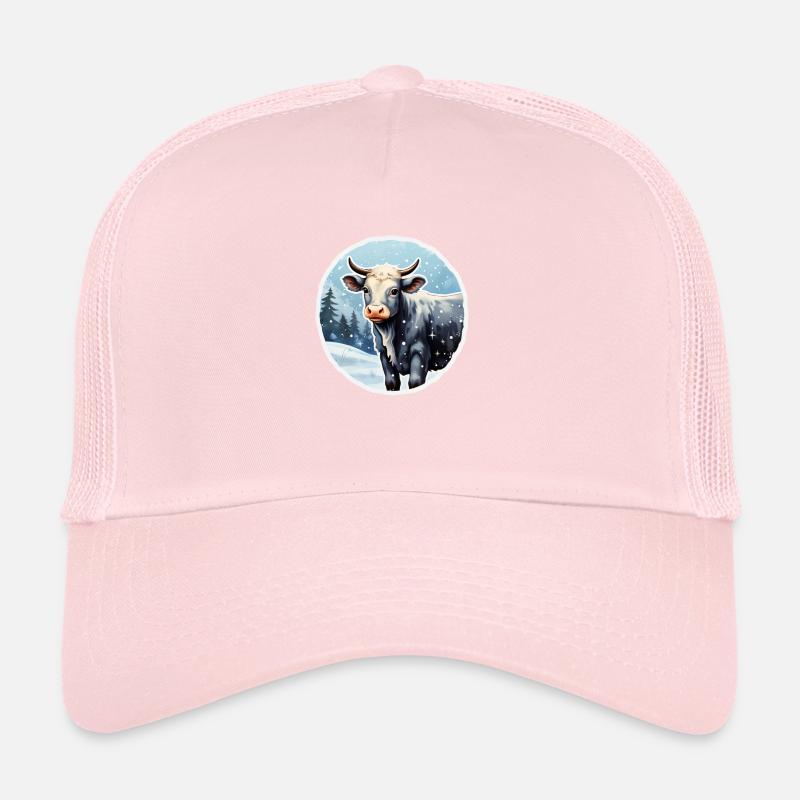 Cattle on a wintry alpine pasture Trucker Cap