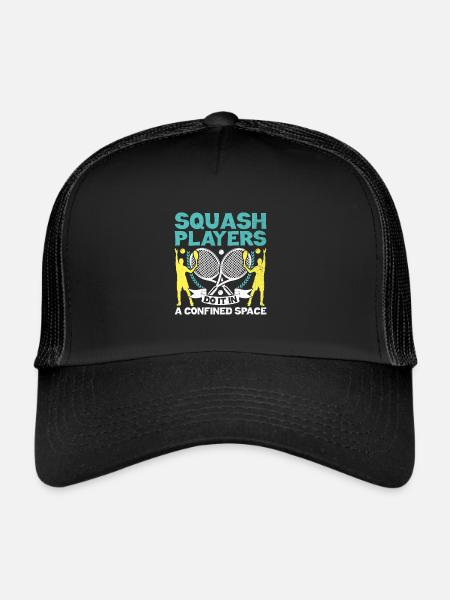 Joueur de squash Joueur de squash Joueur de tennis Raquetball Spor - Casquette trucker  - noir/noir - Devant