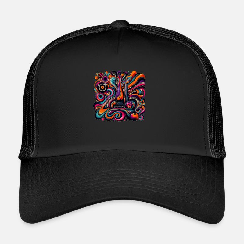 Psychedelic Retro Fusion - Trucker Cap - black/black