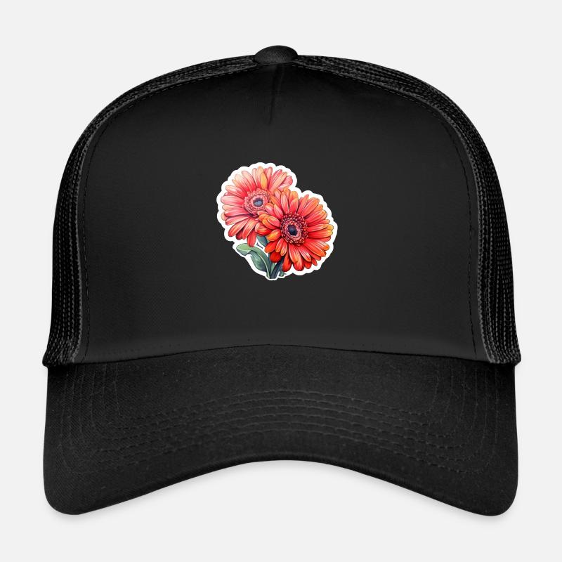 Gerbera Daisies 2 Flowers Trucker Cap