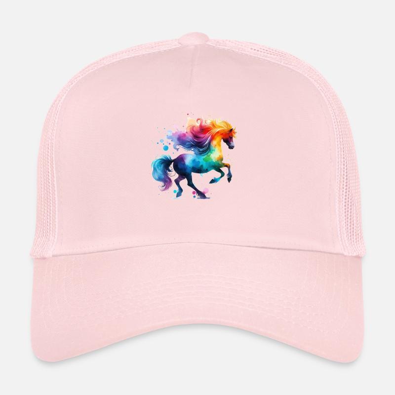 Petit poney aquarelle colorée Casquette trucker 