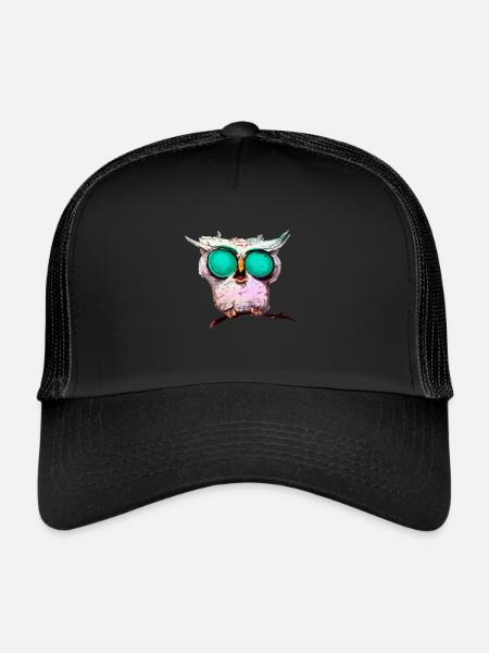 Owl_ 02 - Casquette trucker  - noir/noir - Devant