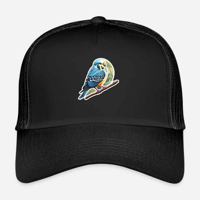 Wellensittich blau - Trucker Cap - Schwarz/Schwarz