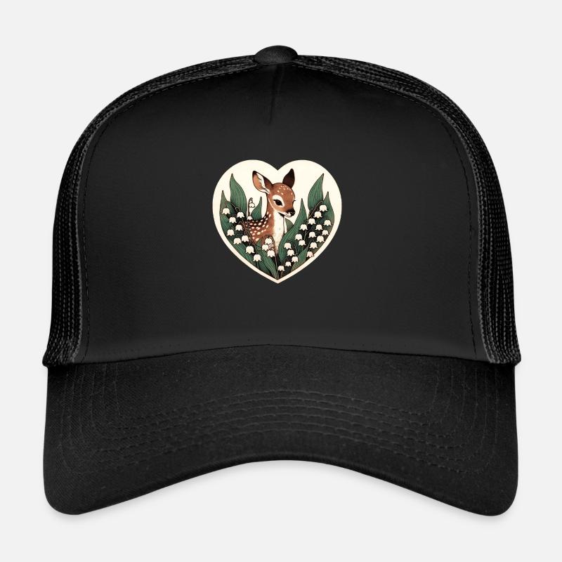 Maiglöckchen-Rehkitz - Trucker Cap - Schwarz/Schwarz