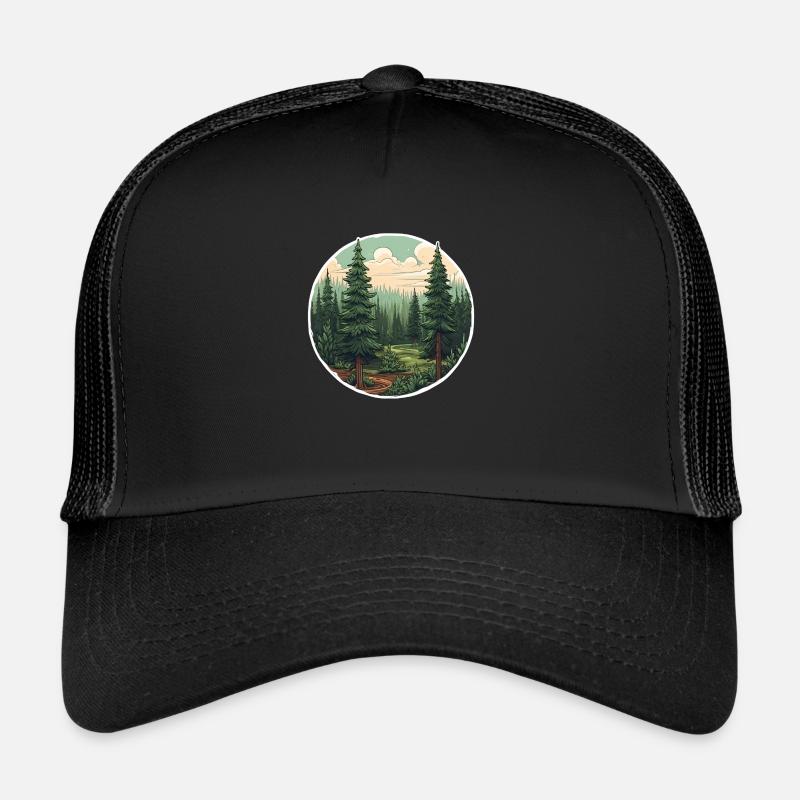 Paysage de sapin Casquette trucker 
