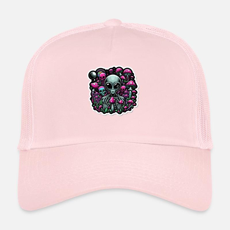 Psychedelischer Alien mit Pilzen Trucker Cap