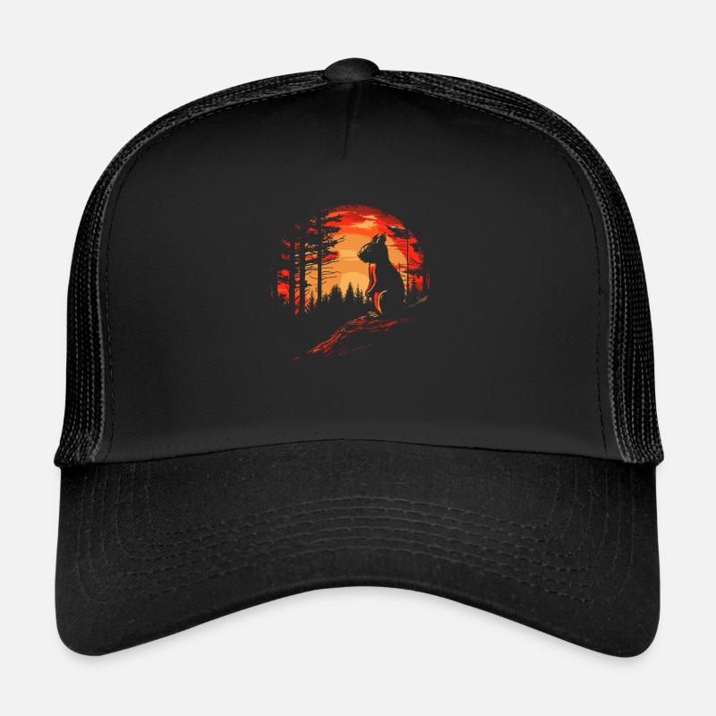Eichhörnchen Wald Baumhörnchen Hörnchen - Trucker Cap - Schwarz/Schwarz