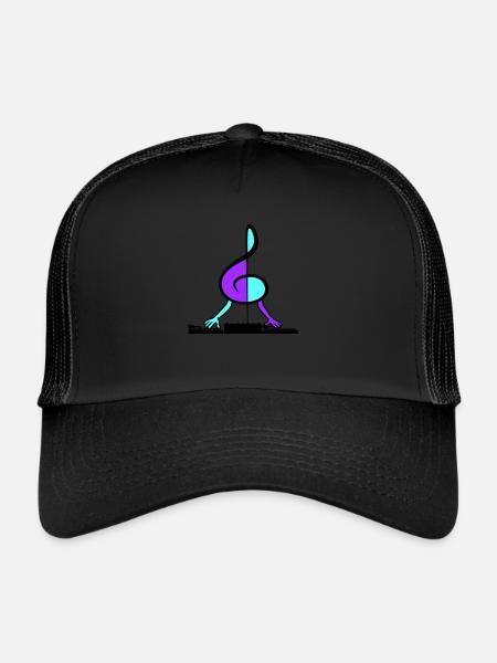 DJ Musique Clé Clef Note Mixeur Fête Vinyle - Casquette trucker  - noir/noir - Devant