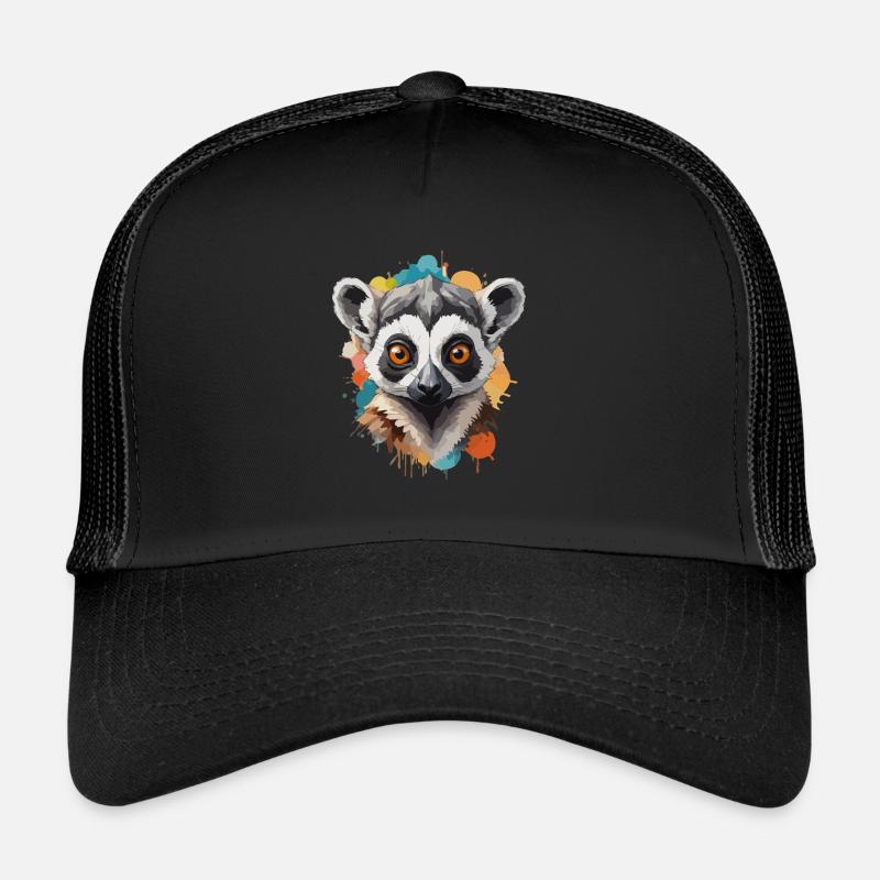 Lemur Colorful Cool Madagascar - Trucker Cap - black/black