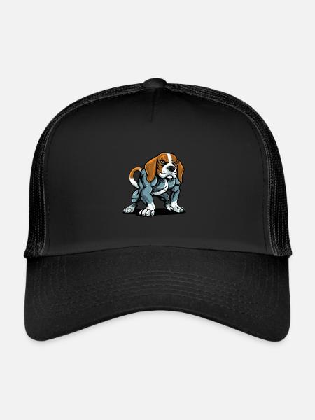 Beagle Dog Muscles Bodybuilding - Trucker Cap - black/black - Front