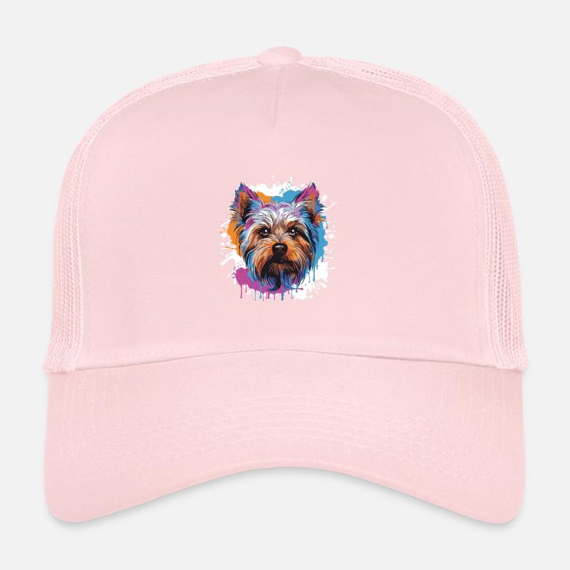 Yorkshire Terrier Hund Tier Pop Art Kopf Trucker Cap