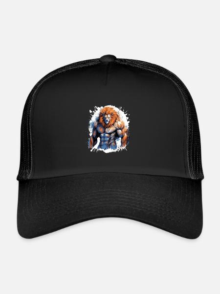 Gymnase de combattant Lion Muscles - Casquette trucker  - noir/noir - Devant