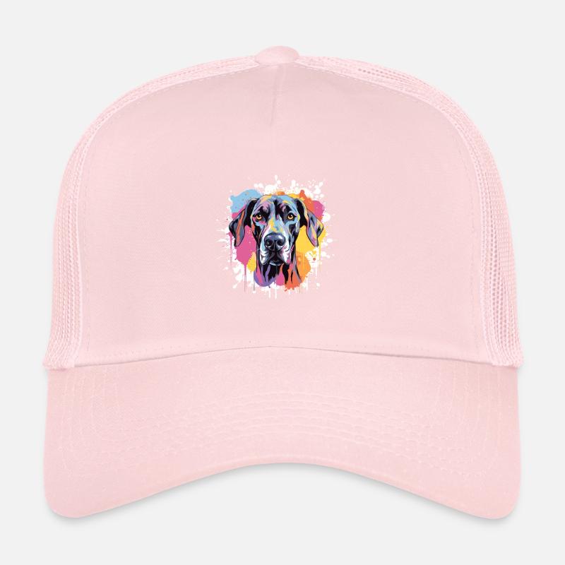 Great Dane Dog Animal Pop Art Head Trucker Cap