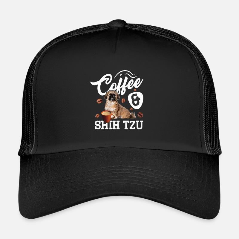 Coffee And Shih Tzu Dog - Trucker Cap - Schwarz/Schwarz