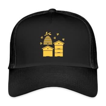 Beehives and bees - Trucker Cap - black/black - Front
