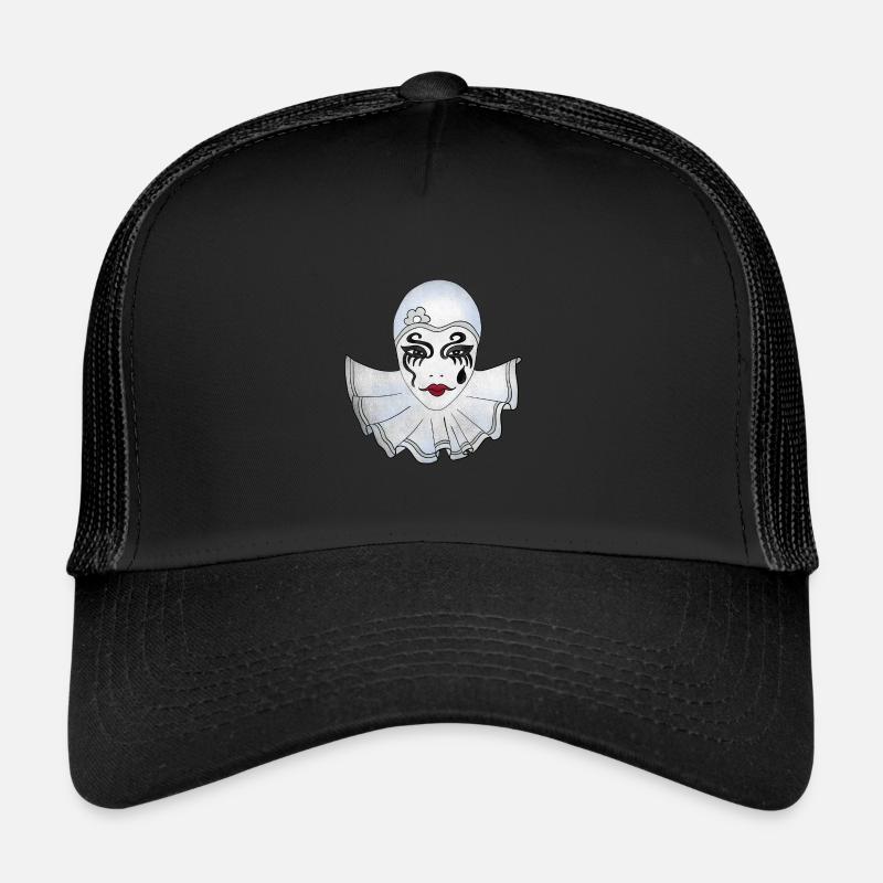Carnaval blanc Pierrot illustration de Venise - Casquette trucker  - noir/noir