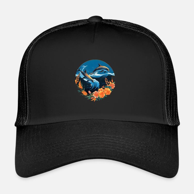 Dolphins in Flowers Trucker Cap