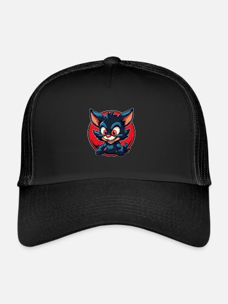 Super mignon tasmanian Devil style rétro - Casquette trucker  - noir/noir - Devant