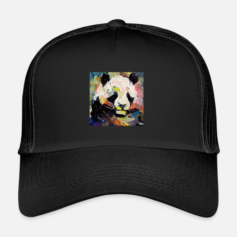 Peinture abstraite à l’huile colorée d’un panda Casquette trucker 