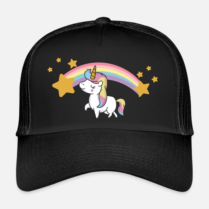 Einhorn Regenbogen - Trucker Cap - Schwarz/Schwarz