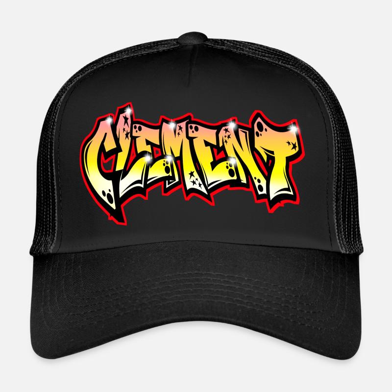 Graffiti Name Clement - Trucker Cap - Schwarz/Schwarz