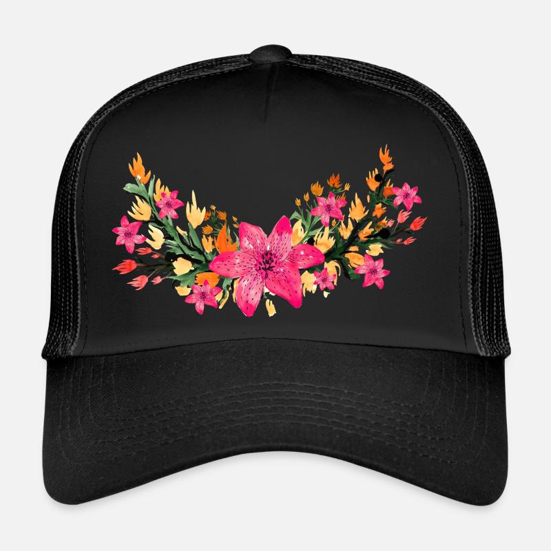 Fleurs - Casquette trucker  - noir/noir