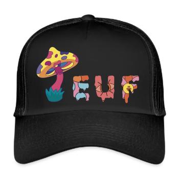 Teuf - rave party - soundsystem teuffeur - Casquette trucker  - noir/noir - Devant