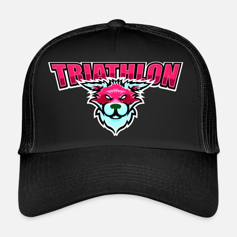 US high school college triathlon mascot wolf Trucker Cap