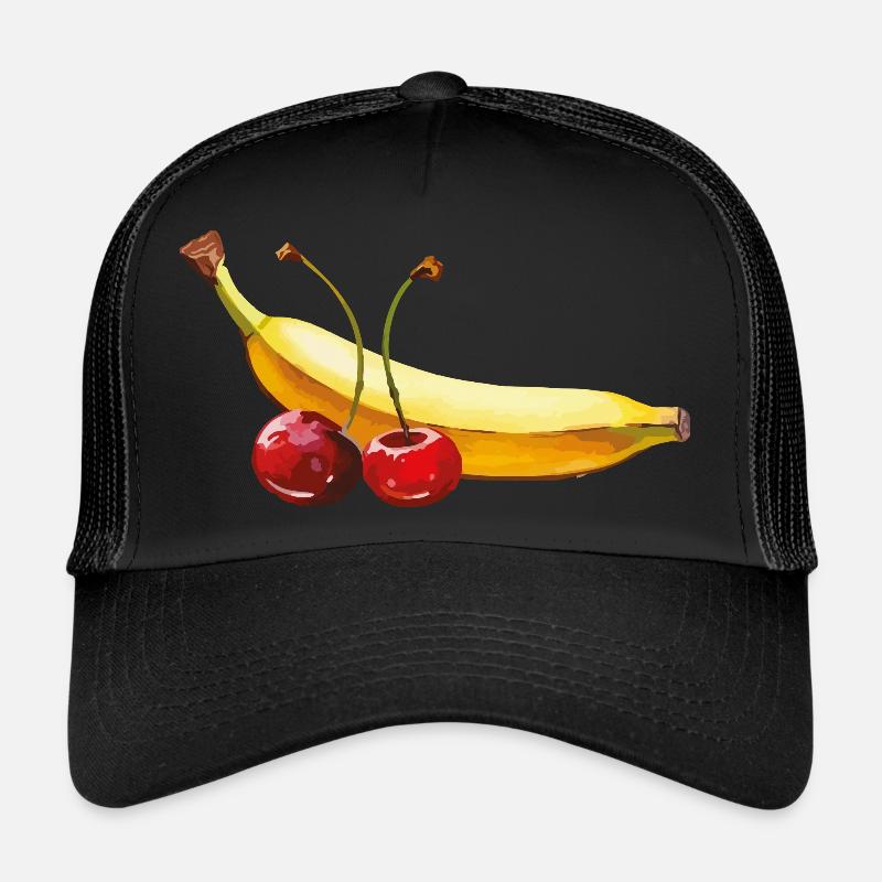 banane kirschen - Trucker Cap - Schwarz/Schwarz