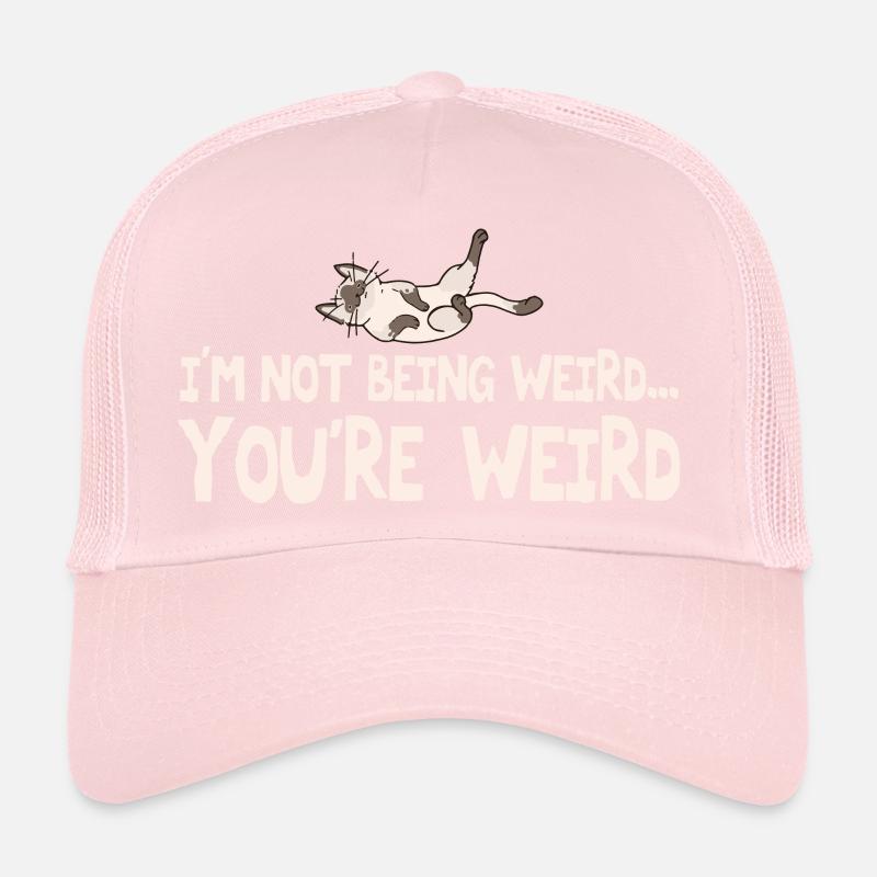 Ich bin nicht komisch Du bist seltsam Katze Papa Mama Meme Trucker Cap