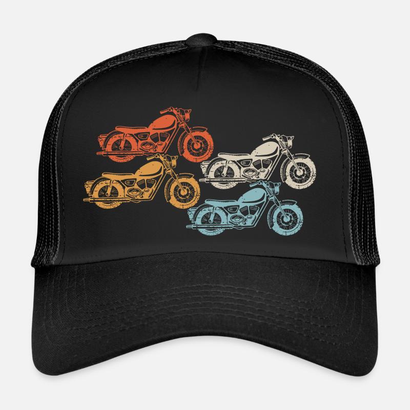 Motorrad Retro Chopper Biker Motorradfahrer - Trucker Cap - Schwarz/Schwarz