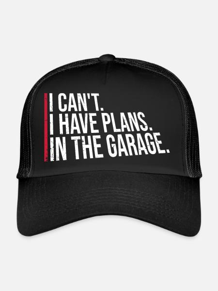 Je ne peux pas, j’ai des plans dans le garage Papa qui dit - Casquette trucker  - noir/noir - Devant