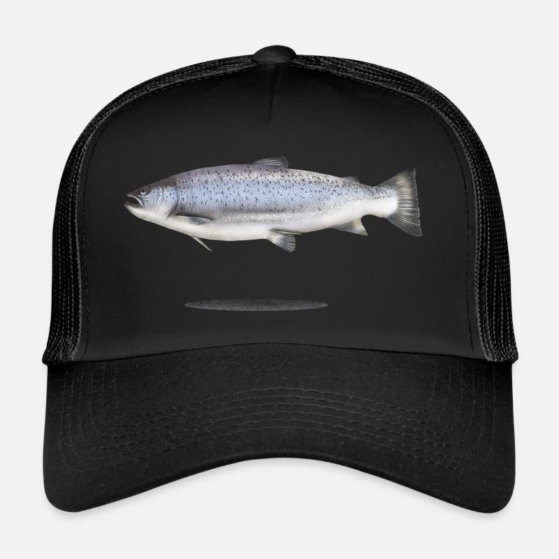 Meerforelle mit Schatten Illustration - Trucker Cap - Schwarz/Schwarz