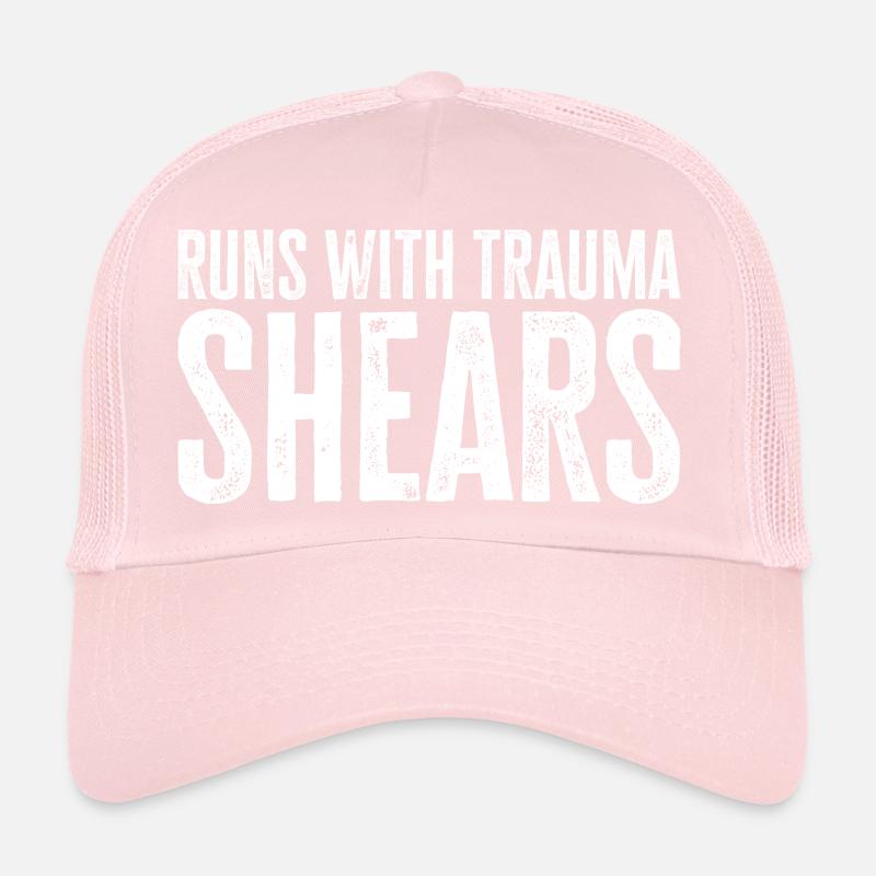Runs With Trauma Shears - First Aid Gift Trucker Cap