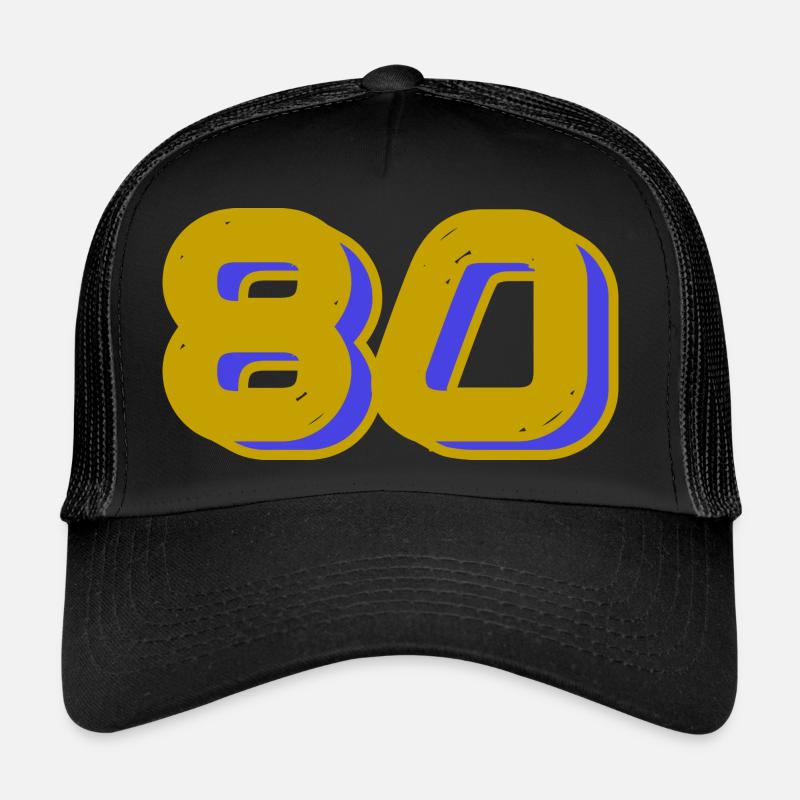 80. 80 ANS. 80e ANNIVERSAIRE. ANNIVERSAIRE 80 ANS. - Casquette trucker  - noir/noir