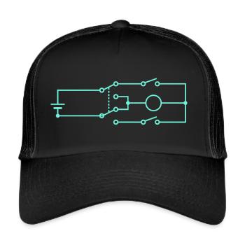Minimalistischer Schaltplan Türkis Design - Trucker Cap - Schwarz/Schwarz - Vorne