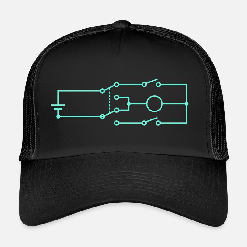 Minimalistischer Schaltplan Türkis Design - Trucker Cap - Schwarz/Schwarz