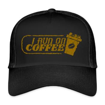 Ich laufe mit Kaffee - Trucker Cap - Schwarz/Schwarz - Vorne