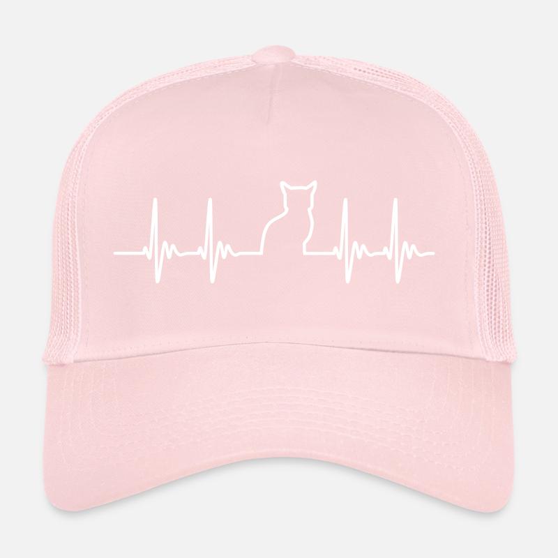 Cat silhouette heartbeat pulse kitten gift Trucker Cap
