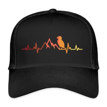 Papageitaucher Herzschlag Puffin Papageientaucher - Trucker Cap - Schwarz/Schwarz - Vorne