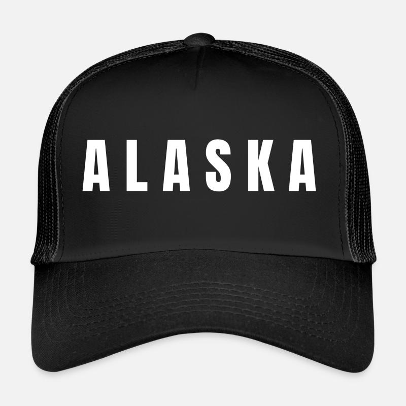 A L A S K A, USA City Alaska avec texte blanc. - Casquette trucker - noir/noir
