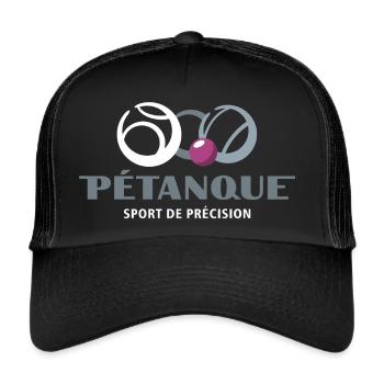 Petanque - cooles Design Logo - Trucker Cap - Schwarz/Schwarz - Vorne