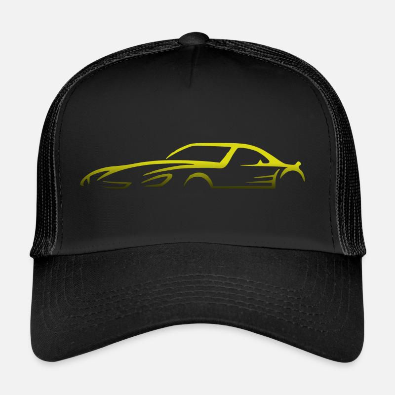 Auto Sportwagen Silhouette Design - Trucker Cap - Schwarz/Schwarz