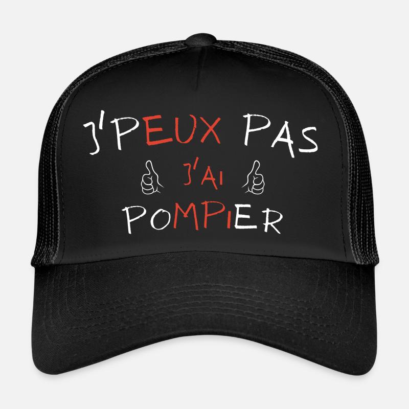 j'peux pas j'ai pompier - Casquette trucker  - noir/noir