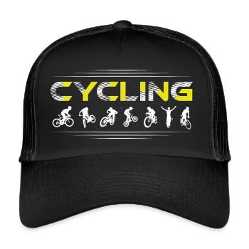Cycling, Rennrad, Radsport, Cooles design - Trucker Cap - Schwarz/Schwarz - Vorne
